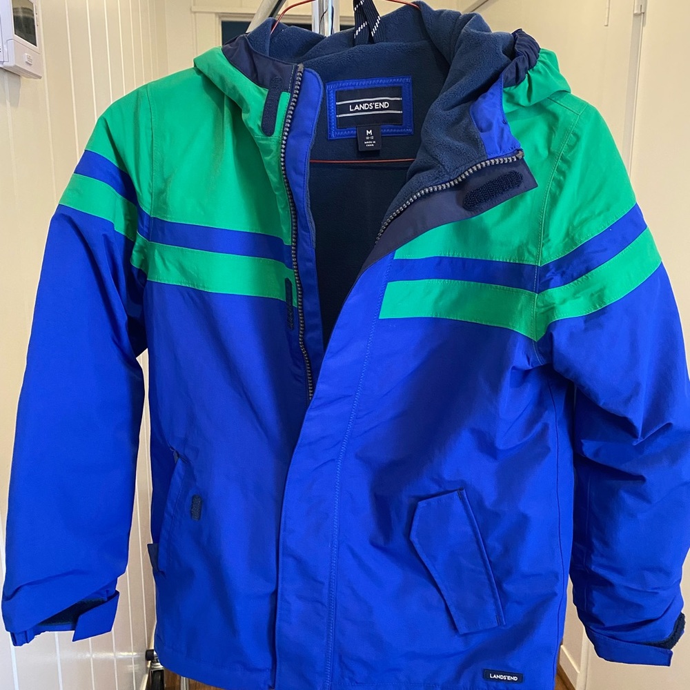 Lands End Blue Green Squall jacket that grows with your child Size M 10-12